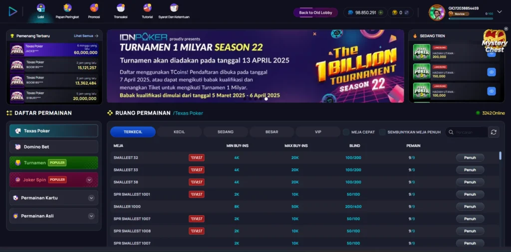 Meja poker online dengan kartu dan chip dari provider terpercaya